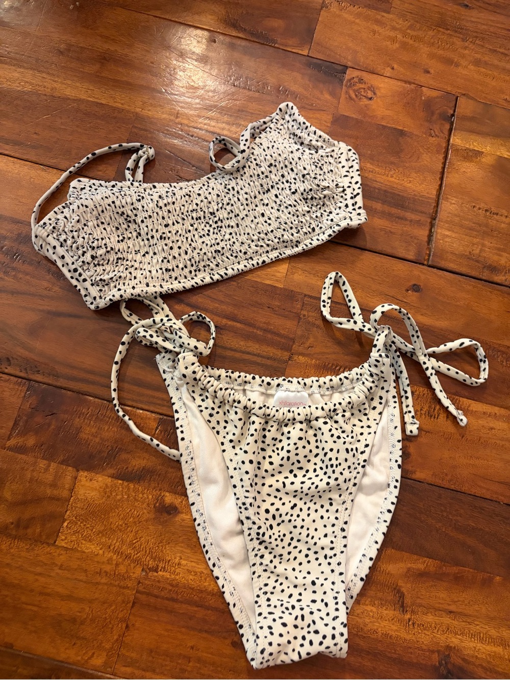 Xhilaration White Bikini with Black Dot Print